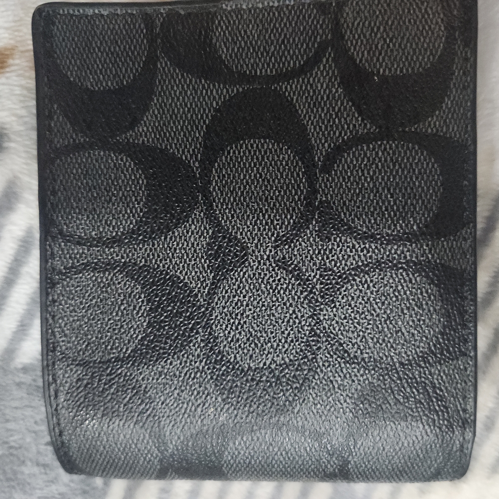 Coach Black Signature Key and Card Holder